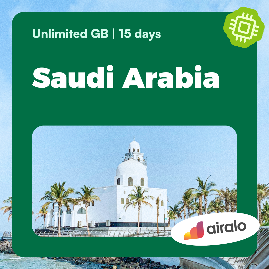 Unlimited GB Saudi Arabia travel eSIM valid for 15 days