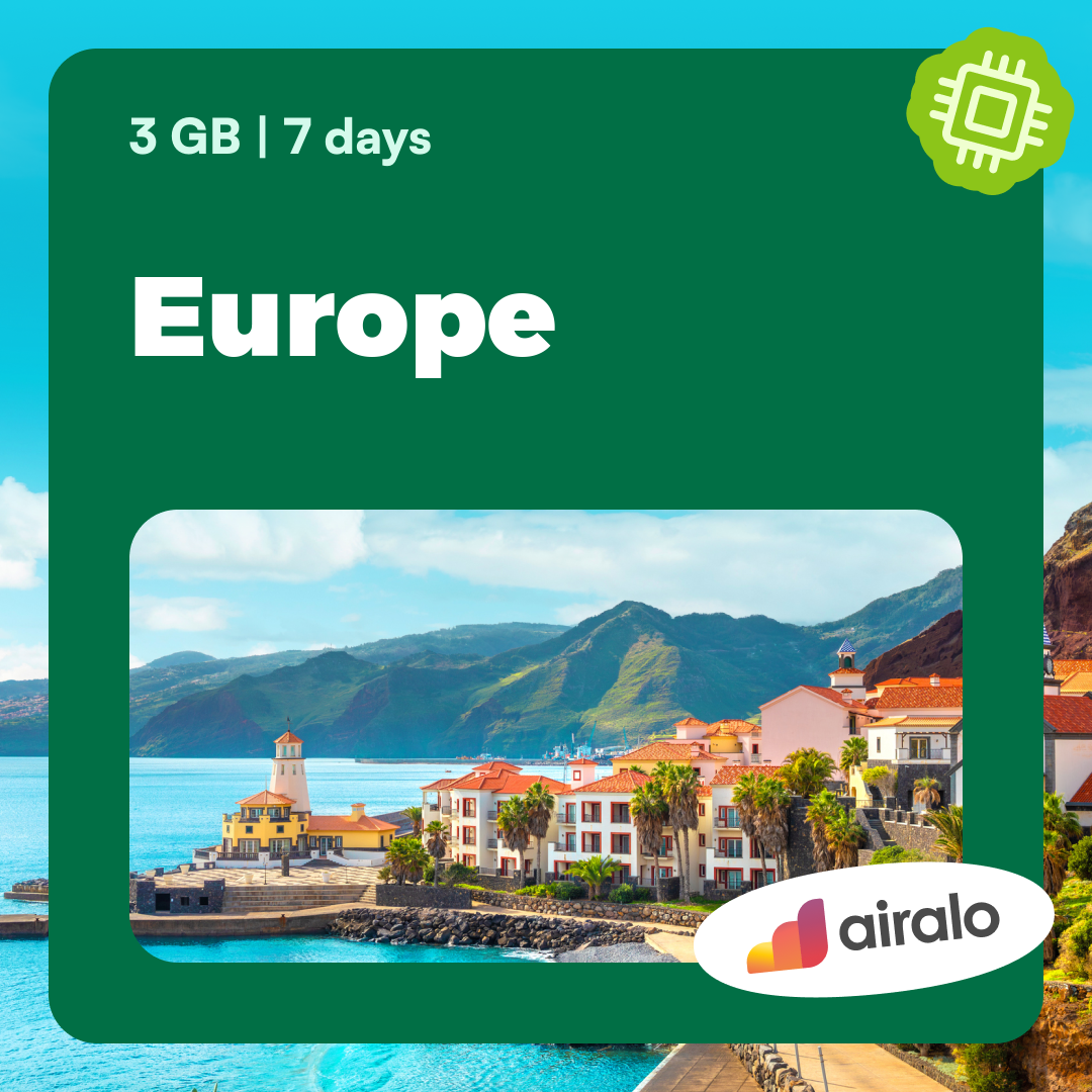 3 GB Europe travel eSIM valid for 7 days in 41 countries