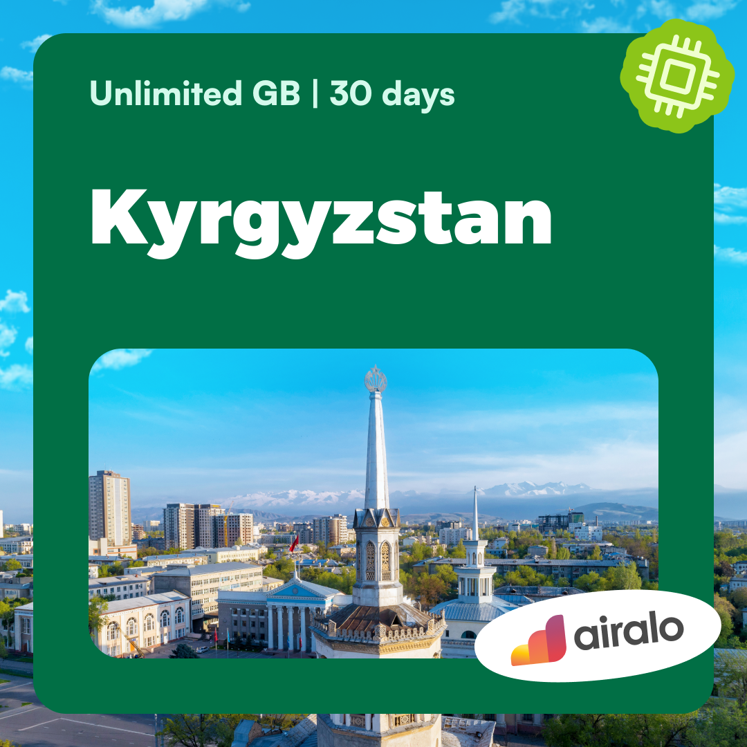 Unlimited GB Kyrgyzstan travel eSIM valid for 30 days