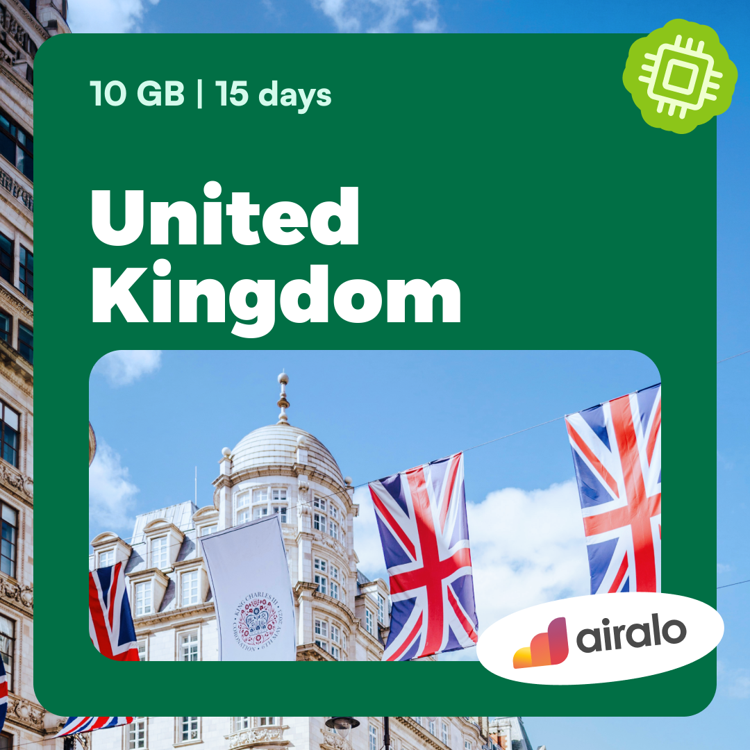 10 GB United Kingdom travel eSIM valid for 15 days