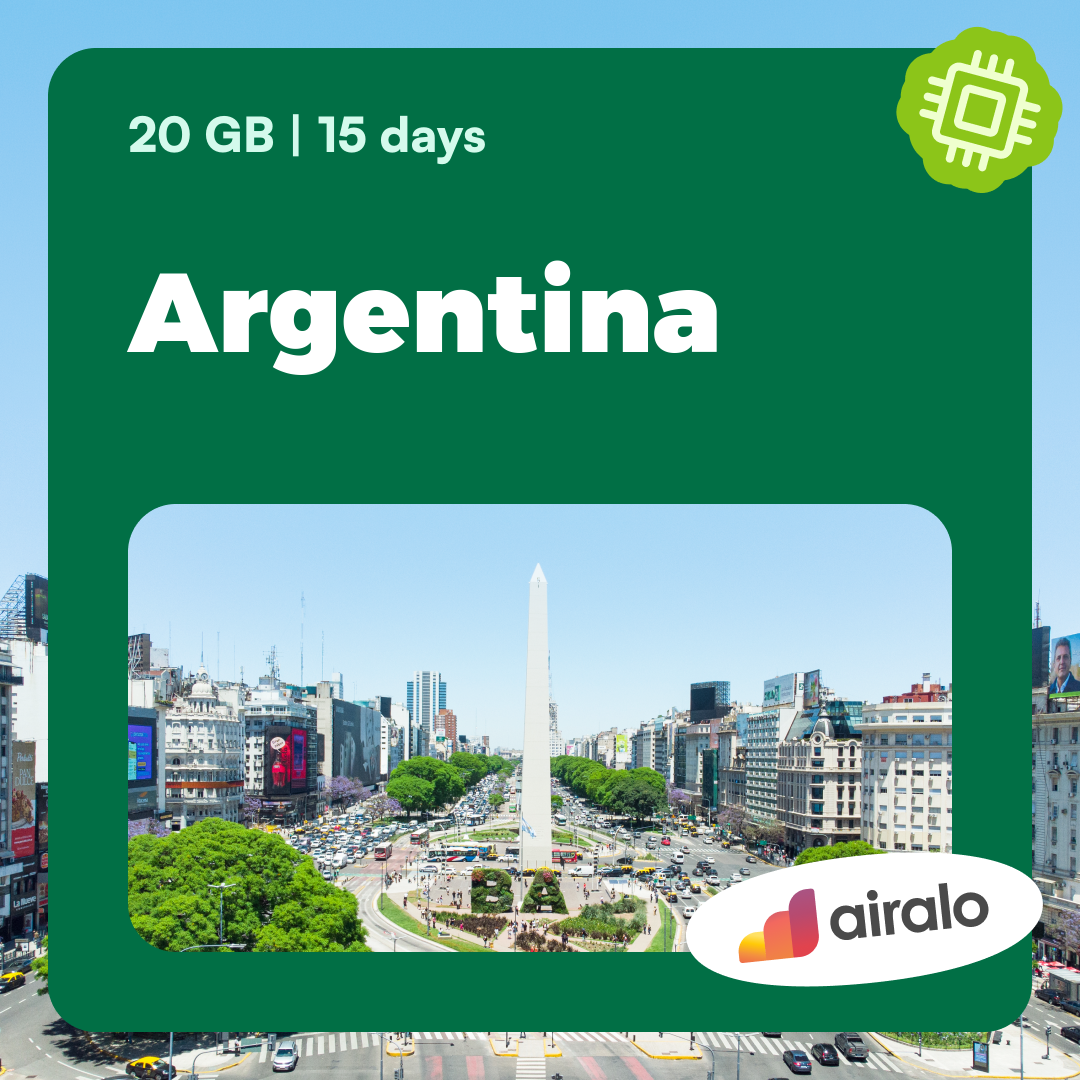 20 GB Argentina travel eSIM valid for 15 days