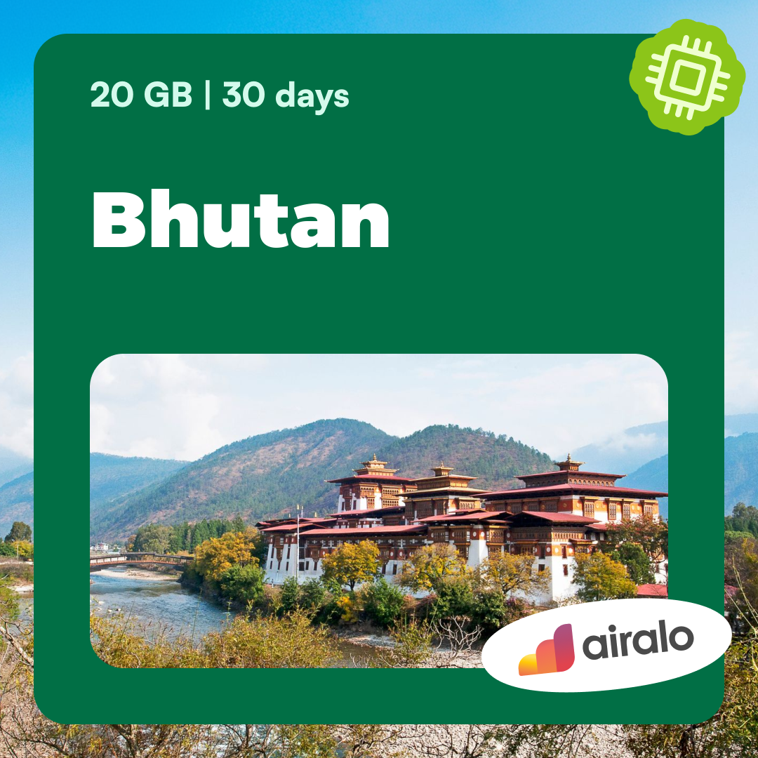 20 GB Bhutan travel eSIM valid for 30 days