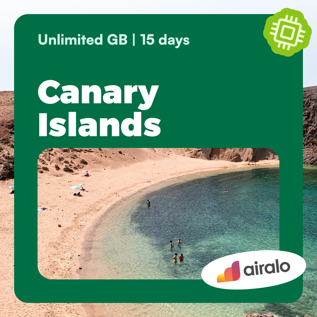Unlimited GB Canary Islands travel eSIM valid for 15 days