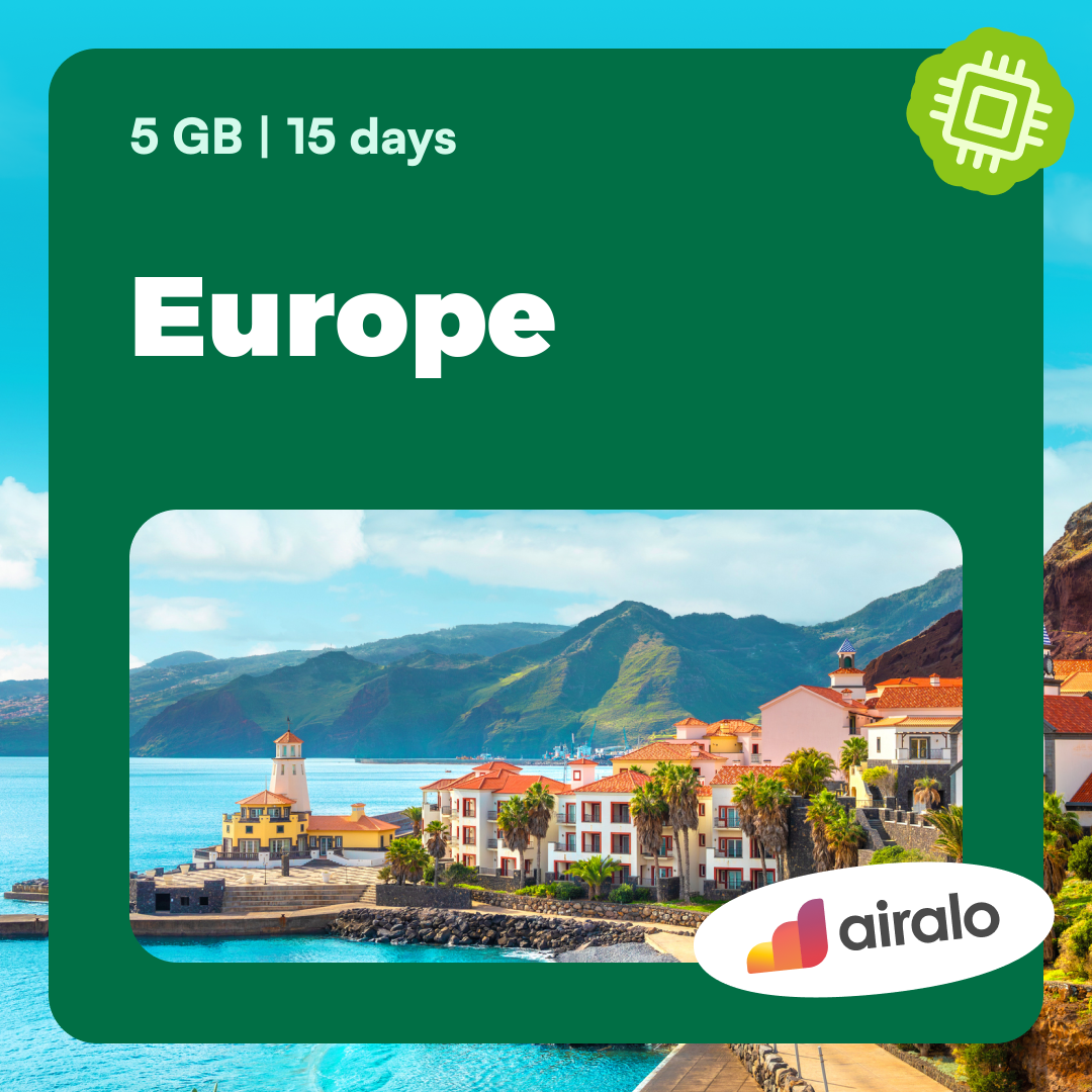 5 GB Europe travel eSIM valid for 15 days in 41 countries