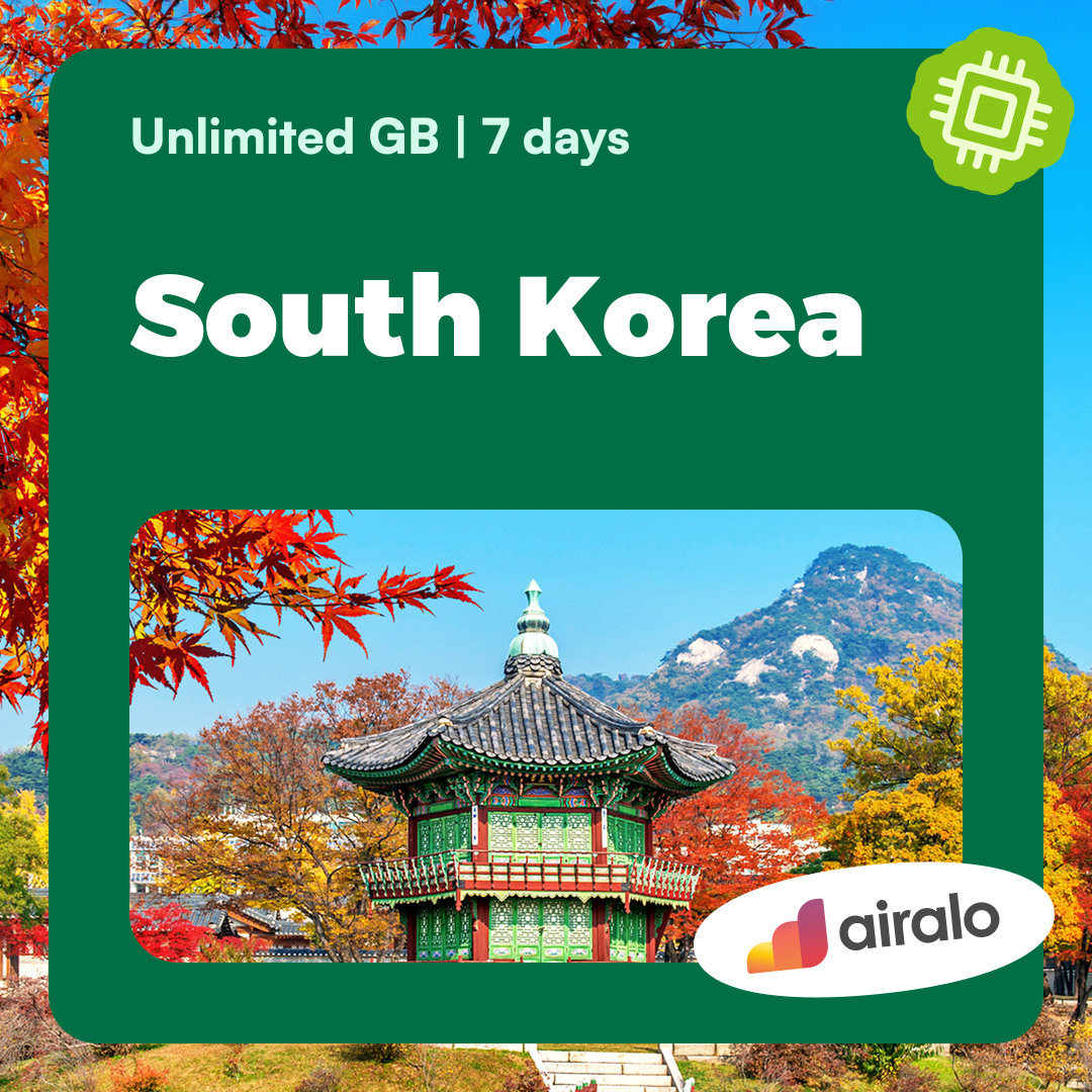 Unlimited GB South Korea travel eSIM valid for 7 days