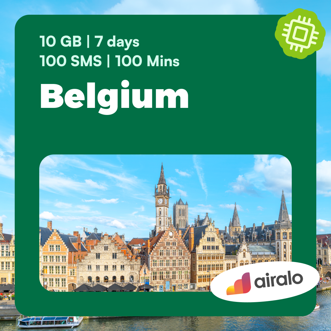 Belgium travel eSIM | 10 GB, 100 mins of local calls, 100 SMS valid for 7 days