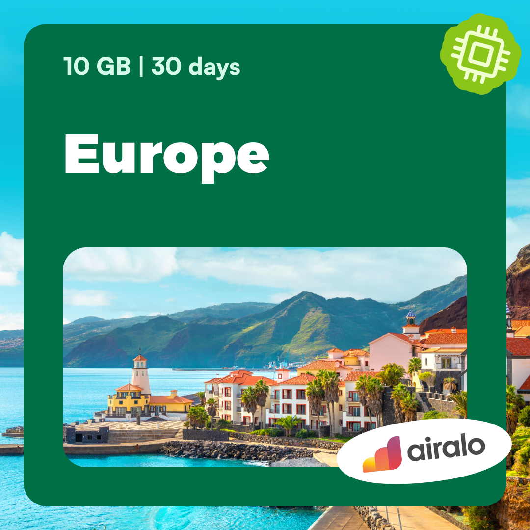 10 GB Europe travel eSIM valid for 30 days in 41 countries