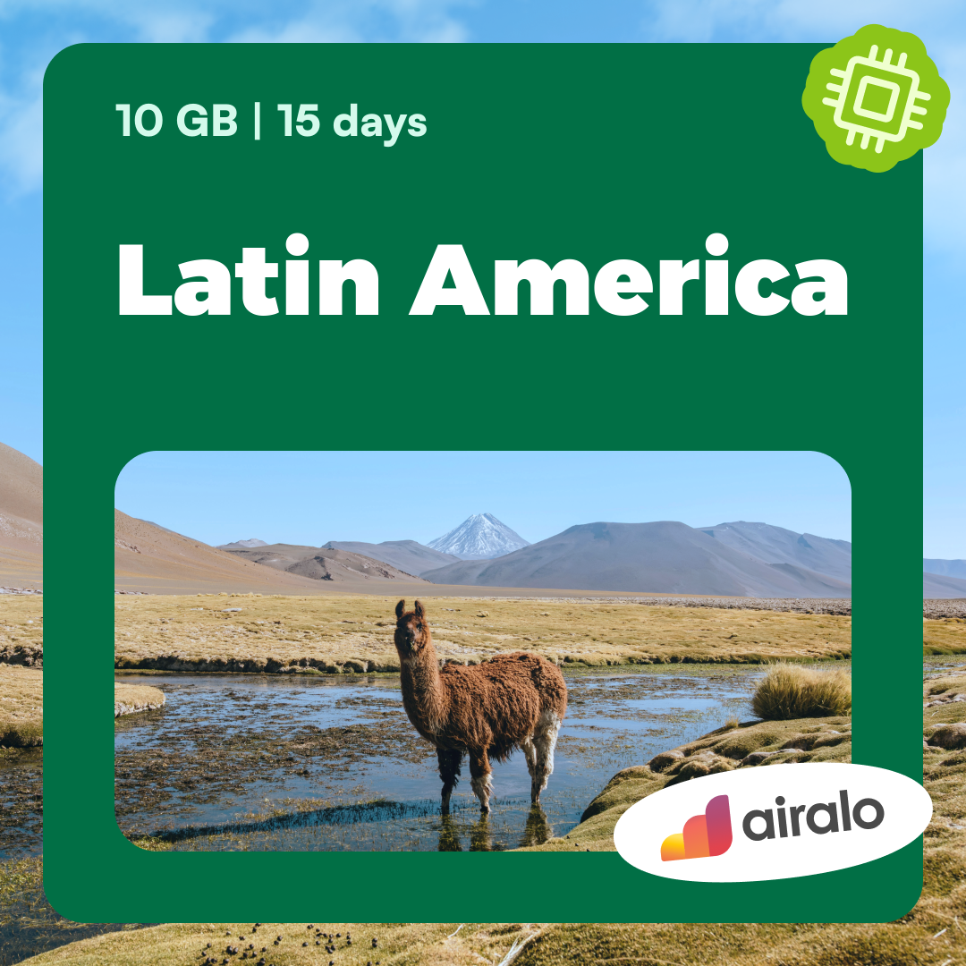 10 GB Latin America travel eSIM valid for 15 days in 17 countries