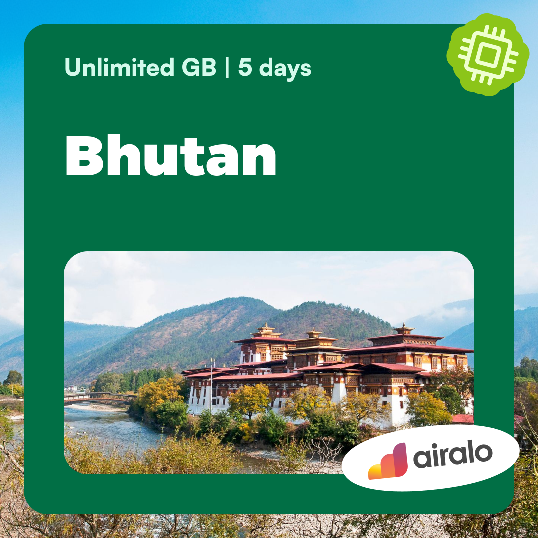 Unlimited GB Bhutan travel eSIM valid for 5 days