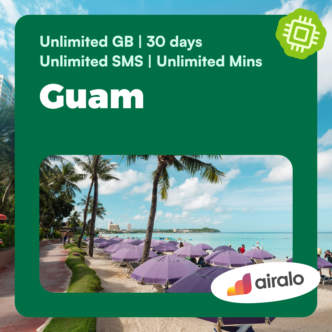 Guam travel eSIM | Unlimited GB, unlimited mins of local calls, unlimited SMS valid for 30 days