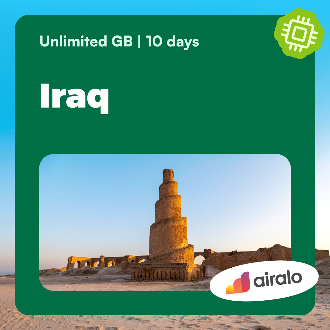 Unlimited GB Iraq travel eSIM valid for 10 days
