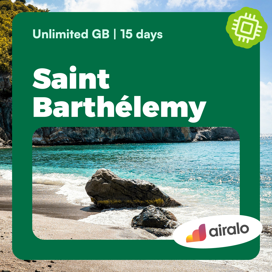 Unlimited GB Saint Barthélemy travel eSIM valid for 15 days