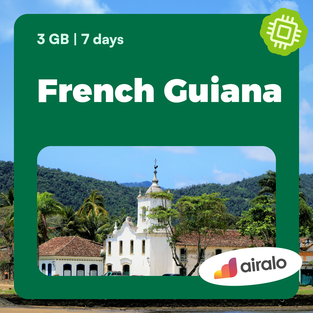 3 GB French Guiana travel eSIM valid for 7 days