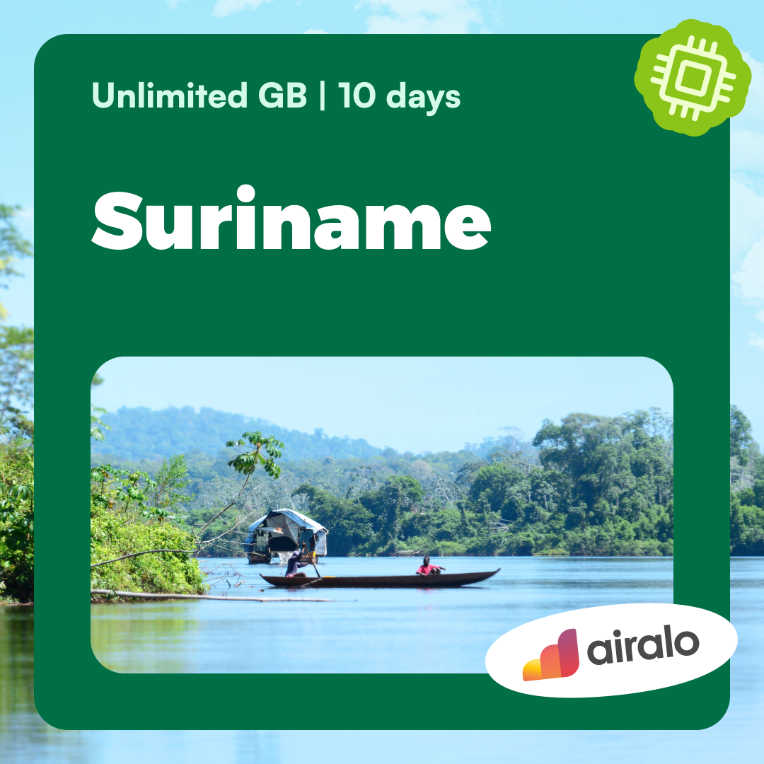 Unlimited GB Suriname travel eSIM valid for 10 days