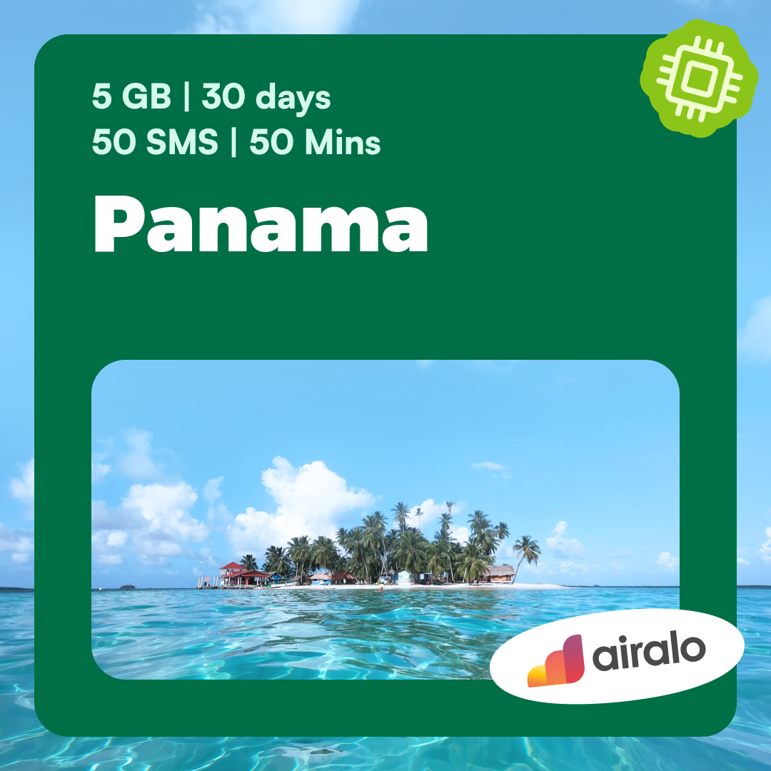 Panama travel eSIM | 5 GB, 50 mins of local calls, 50 SMS valid for 30 days