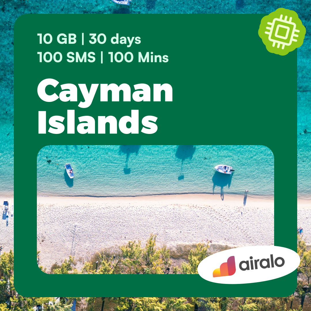 Cayman Islands travel eSIM | 10 GB, 100 mins of local calls, 100 SMS valid for 30 days