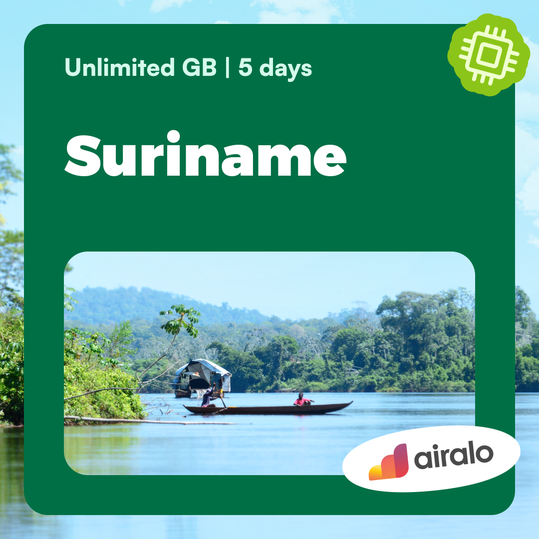 Unlimited GB Suriname travel eSIM valid for 5 days