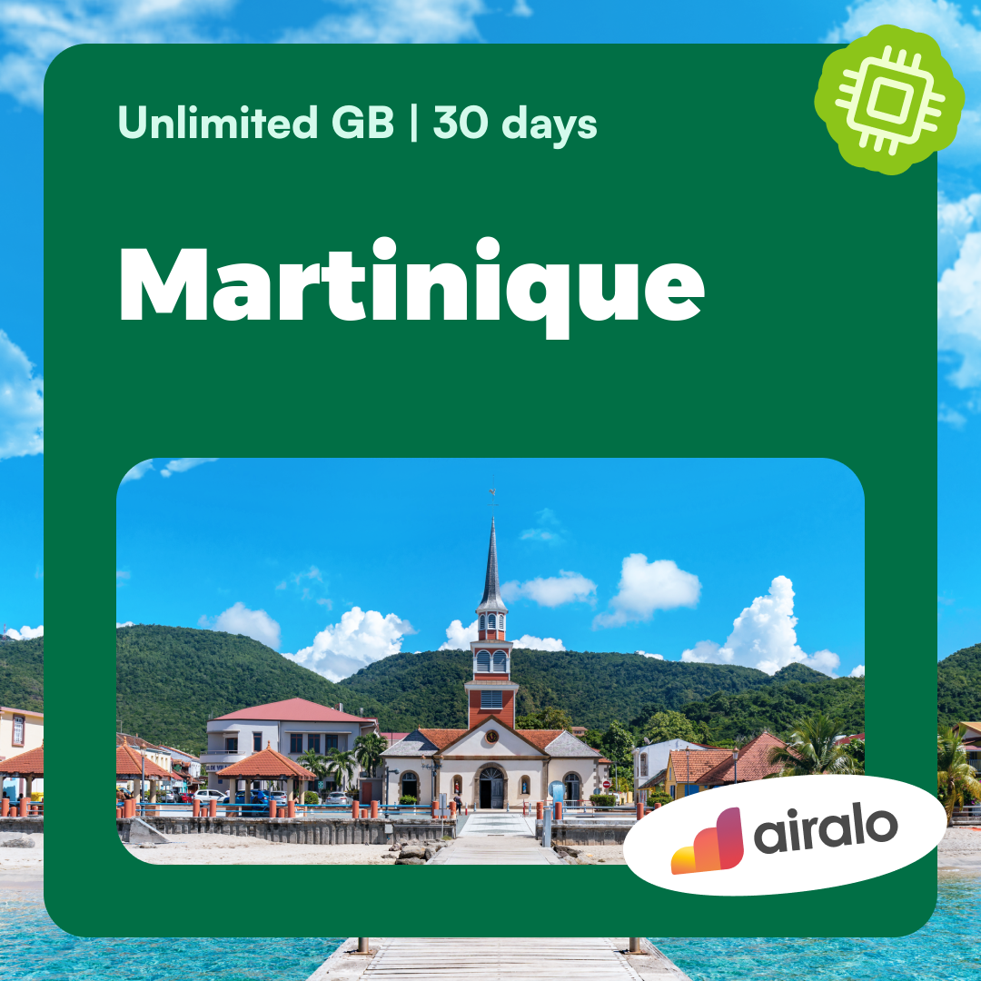 Unlimited GB Martinique travel eSIM valid for 30 days