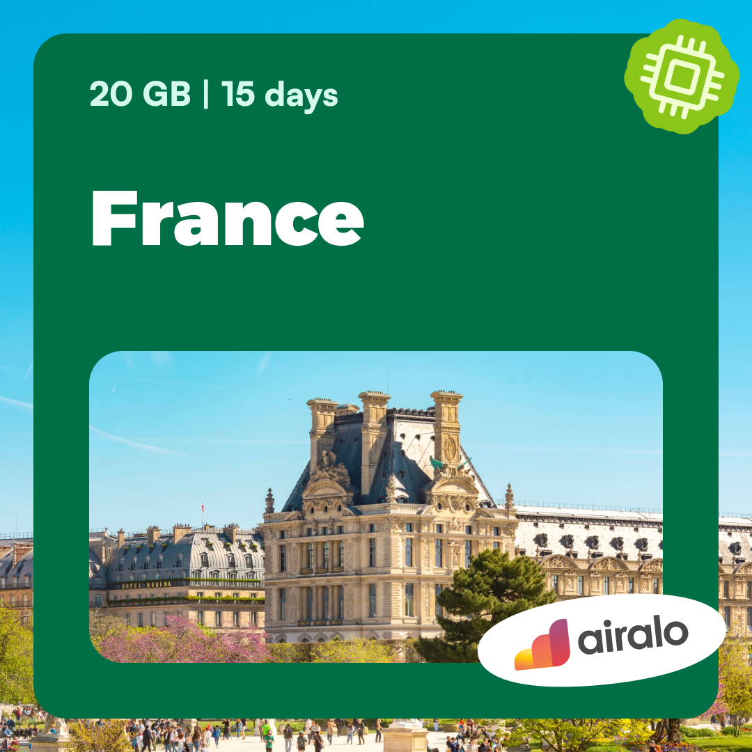 20 GB France travel eSIM valid for 15 days