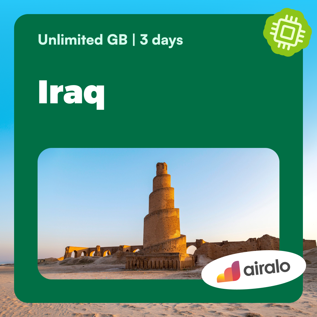 Unlimited GB Iraq travel eSIM valid for 3 days
