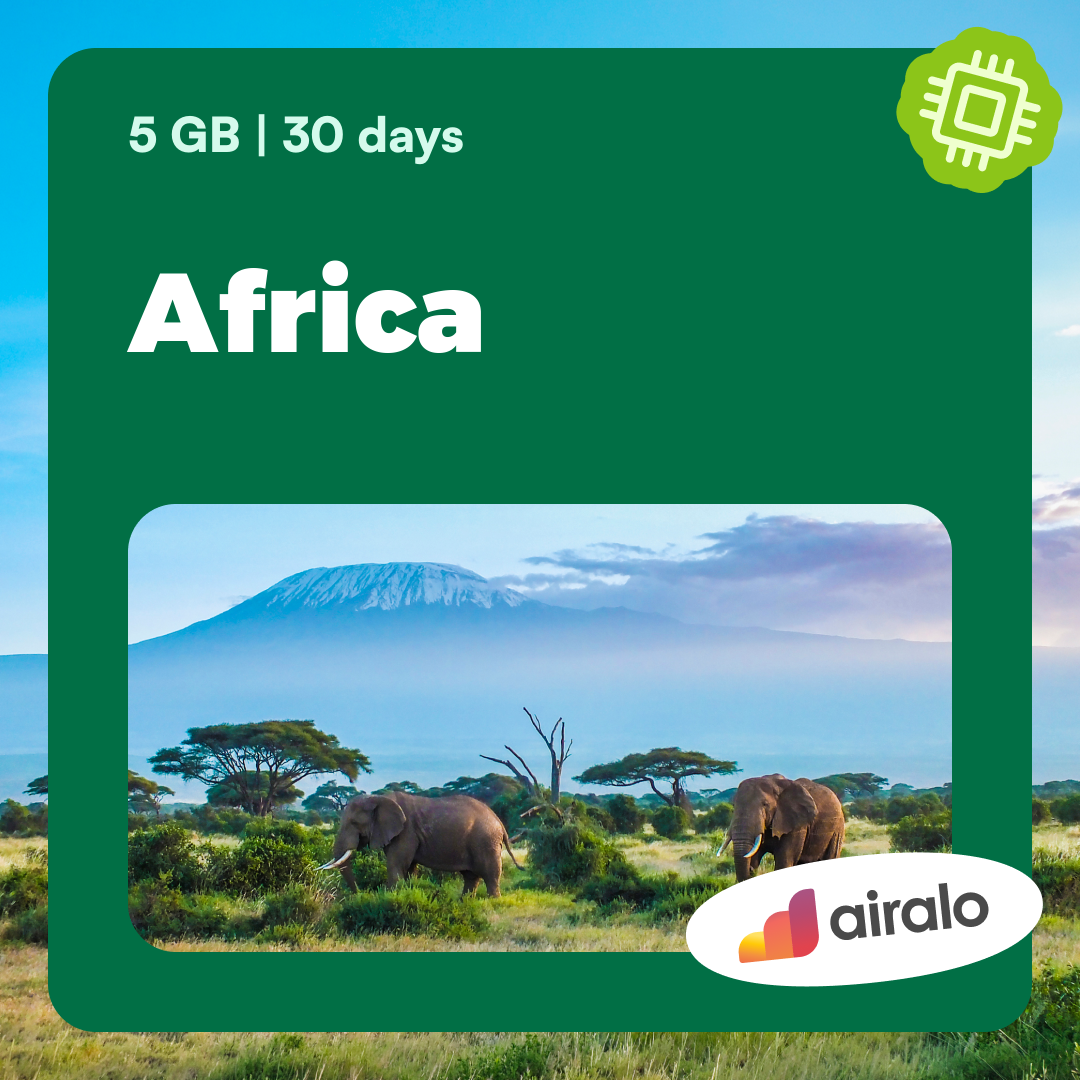 5 GB Africa travel eSIM valid for 30 days in 36 countries