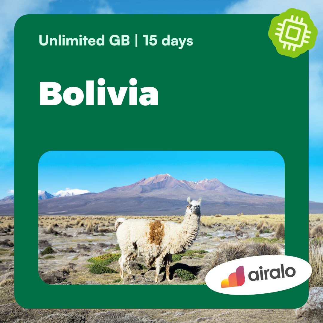 Unlimited GB Bolivia travel eSIM valid for 15 days