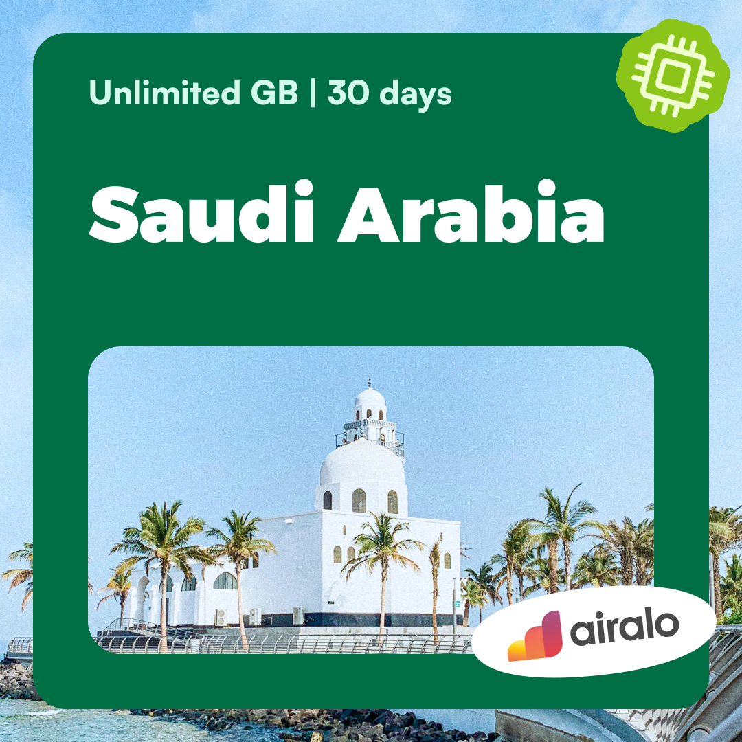 Unlimited GB Saudi Arabia travel eSIM valid for 30 days