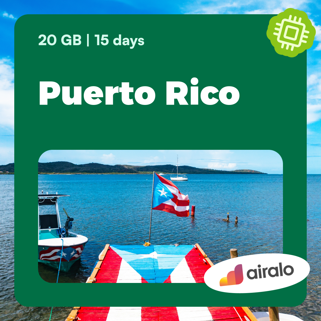 20 GB Puerto Rico travel eSIM valid for 15 days