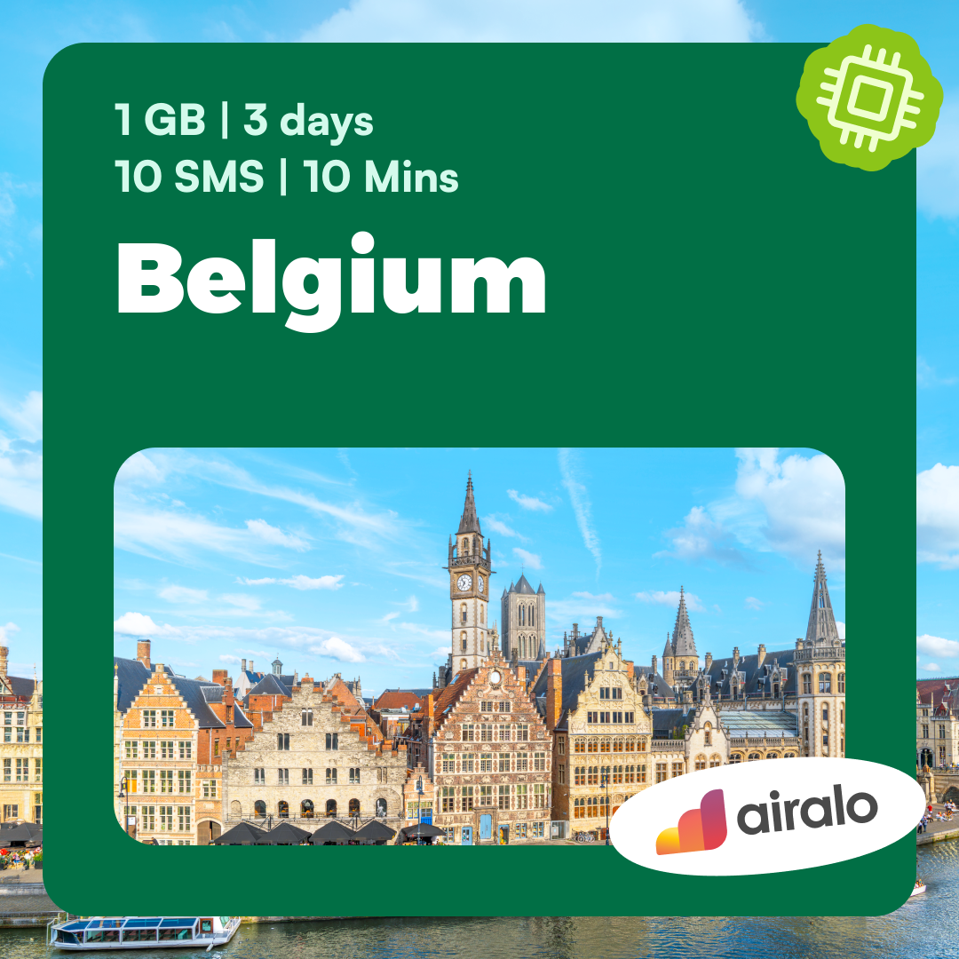 Belgium travel eSIM | 1 GB, 10 mins of local calls, 10 SMS valid for 3 days
