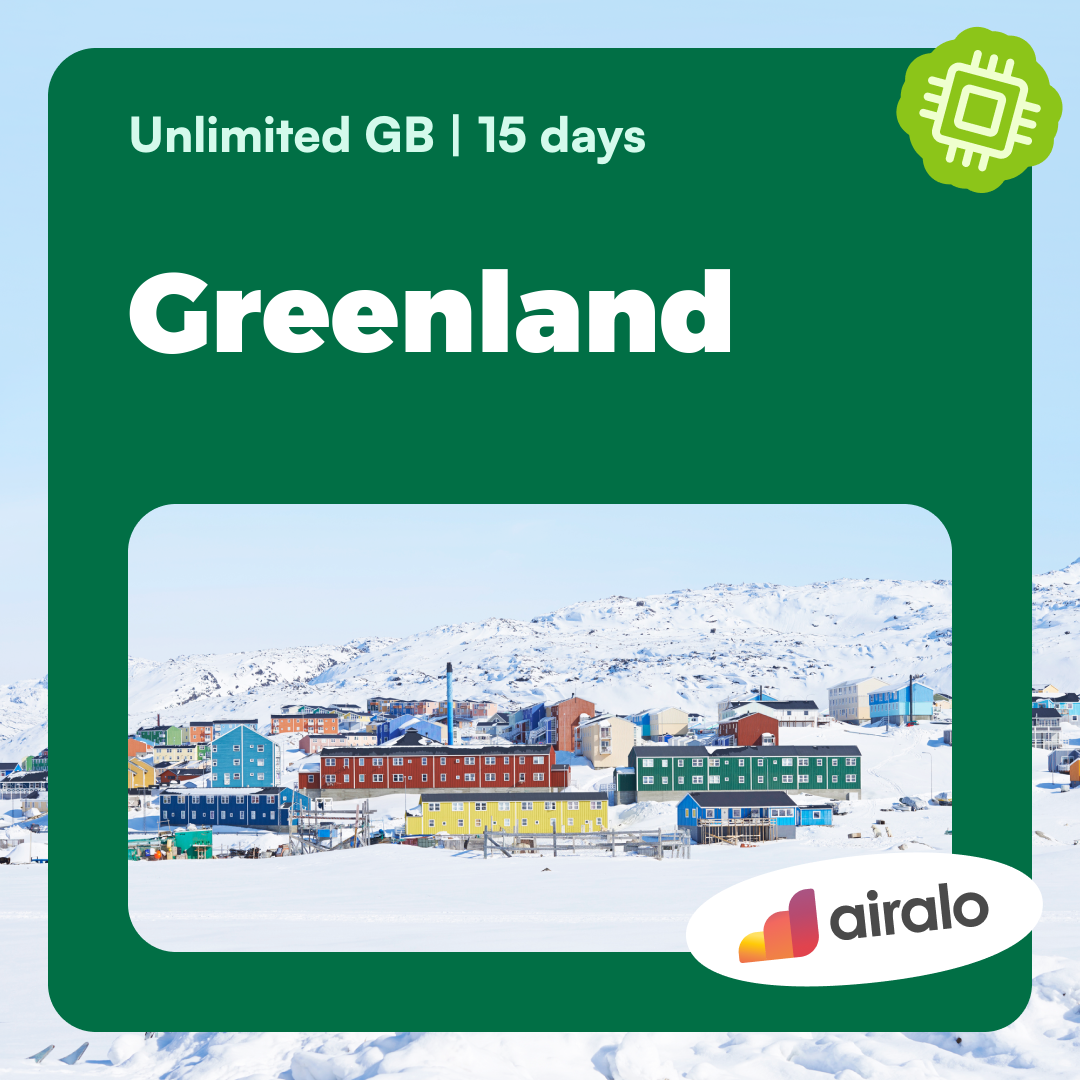 Unlimited GB Greenland travel eSIM valid for 15 days