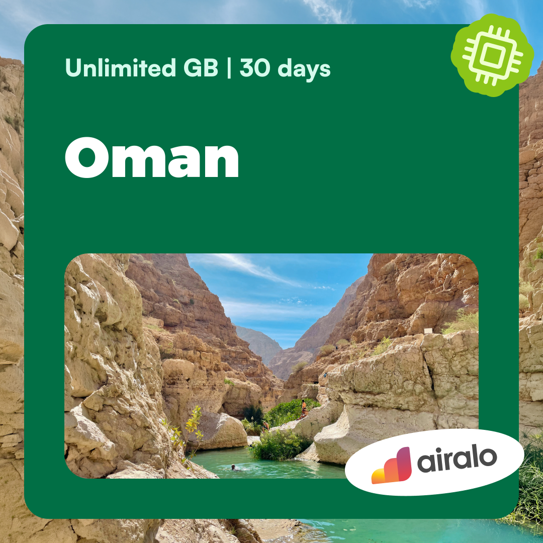 Unlimited GB Oman travel eSIM valid for 30 days