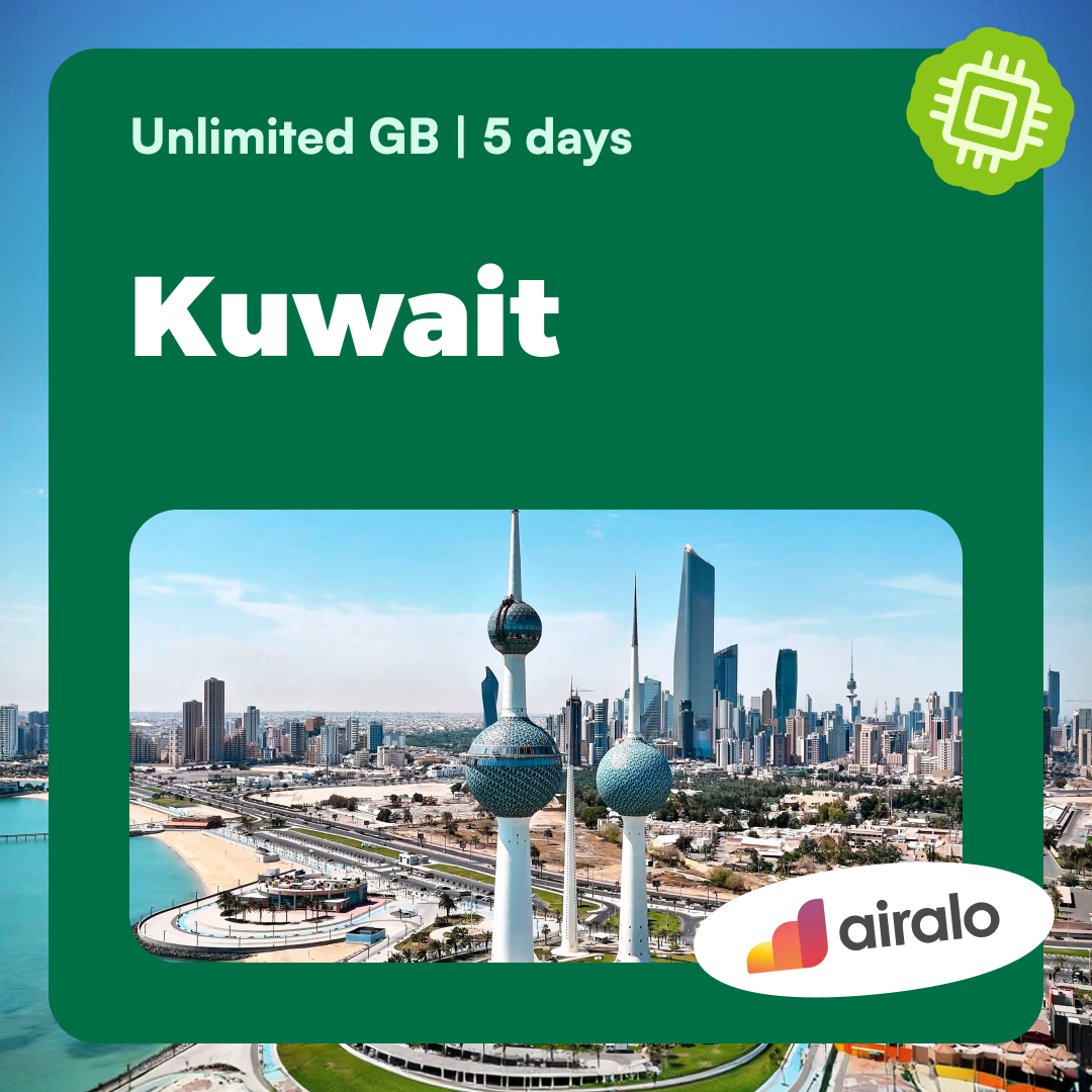 Unlimited GB Kuwait travel eSIM valid for 5 days