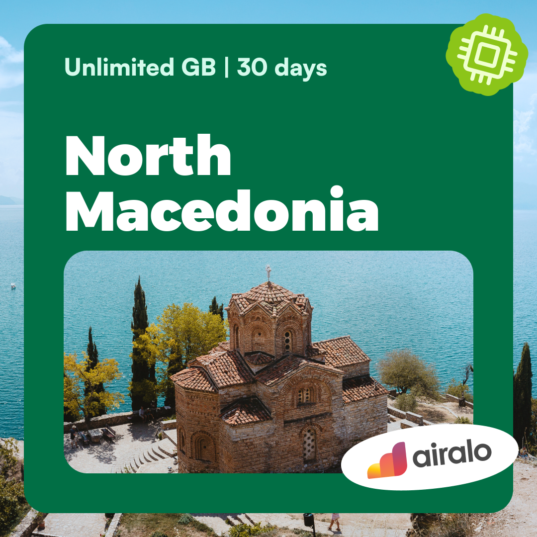 Unlimited GB North Macedonia travel eSIM valid for 30 days
