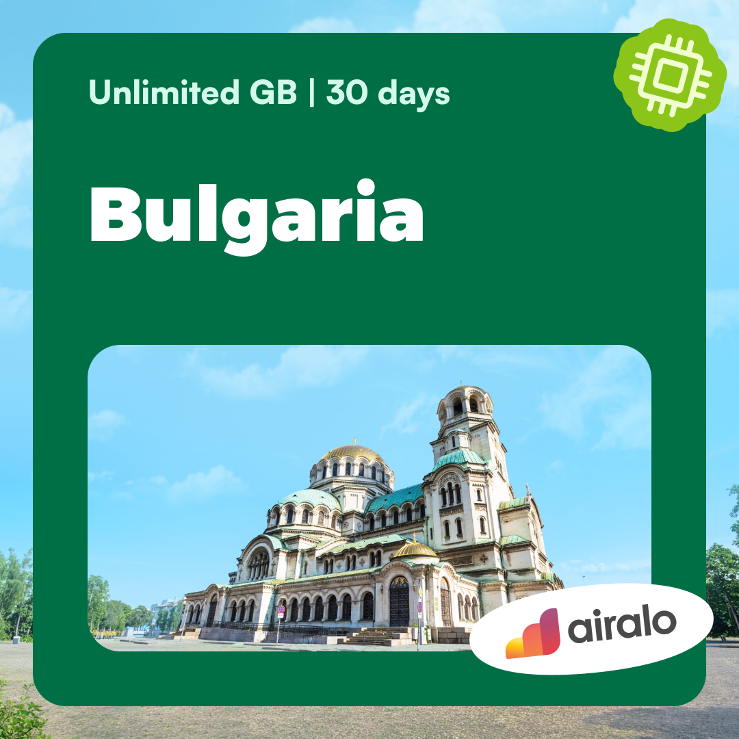 Unlimited GB Bulgaria travel eSIM valid for 30 days