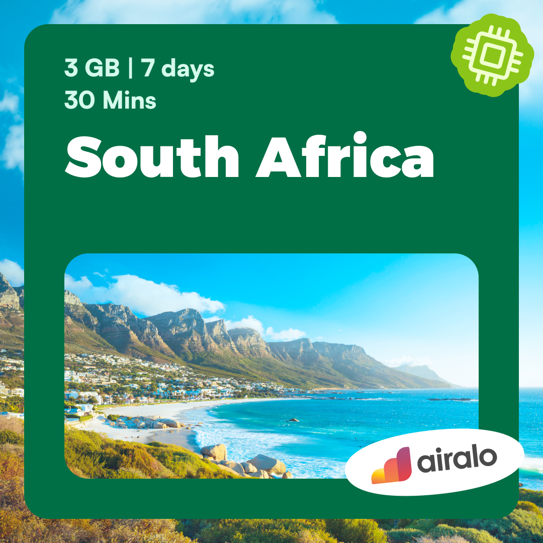 South Africa travel eSIM | 3 GB, 30 mins of local calls valid for 7 days