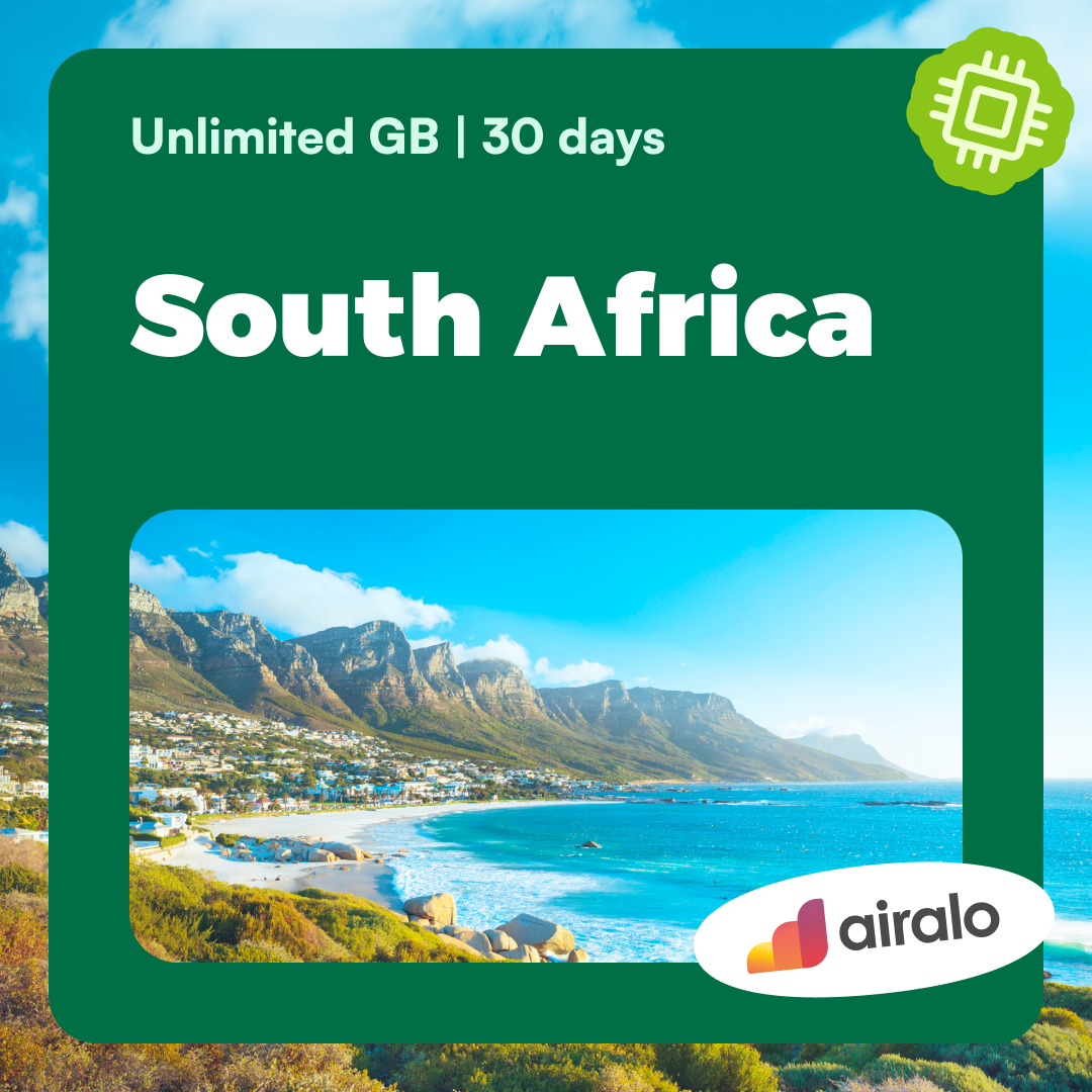 Unlimited GB South Africa travel eSIM valid for 30 days