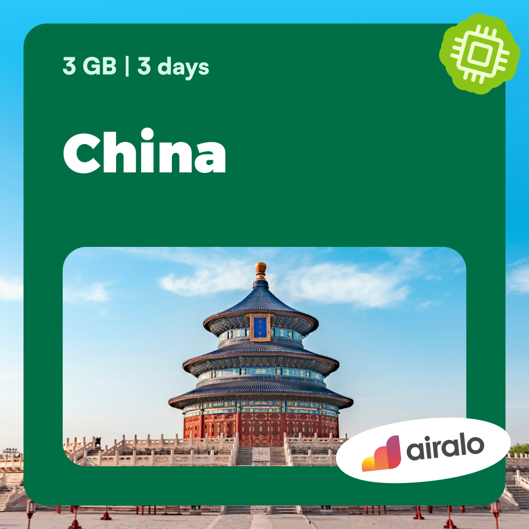 3 GB China travel eSIM valid for 3 days
