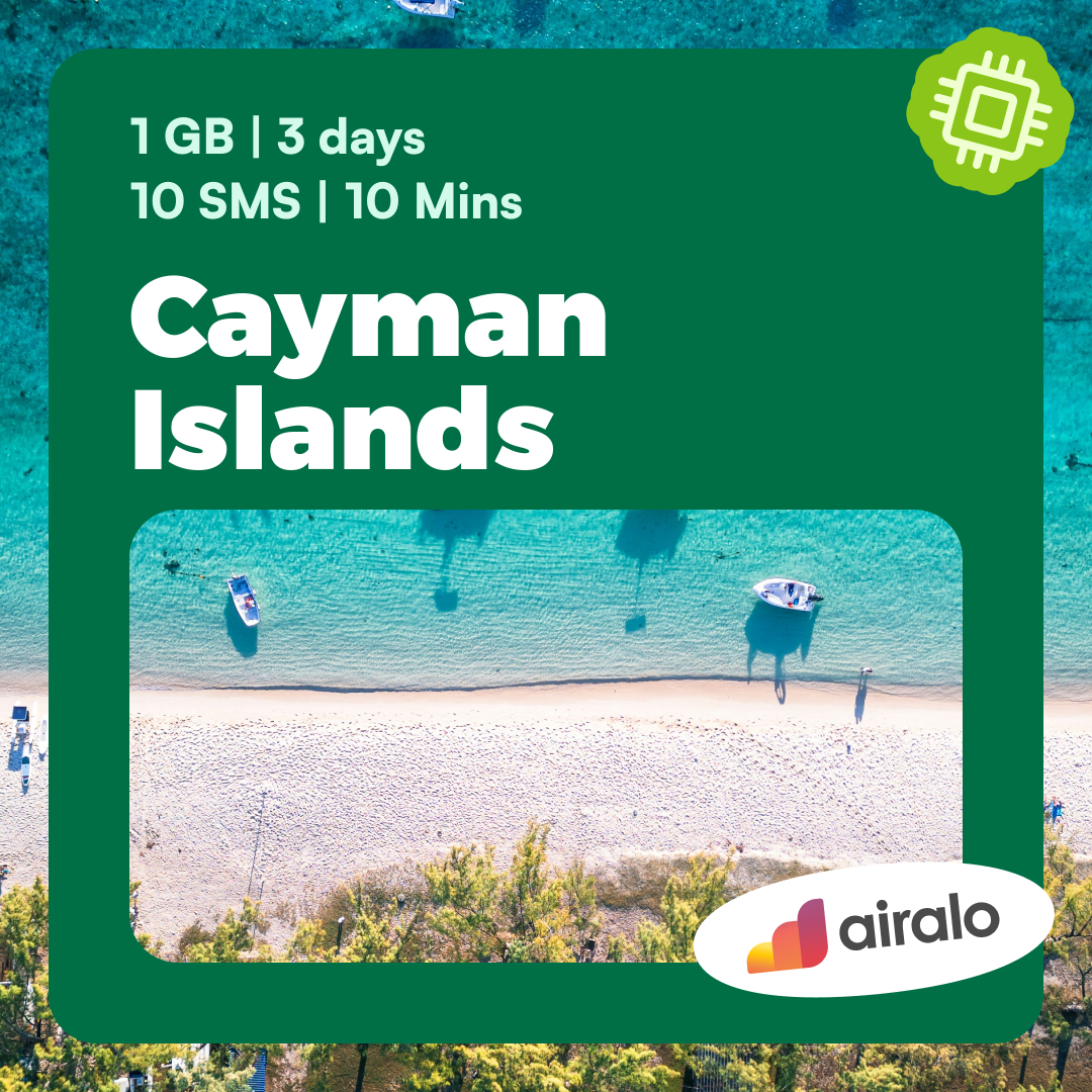 Cayman Islands travel eSIM | 1 GB, 10 mins of local calls, 10 SMS valid for 3 days