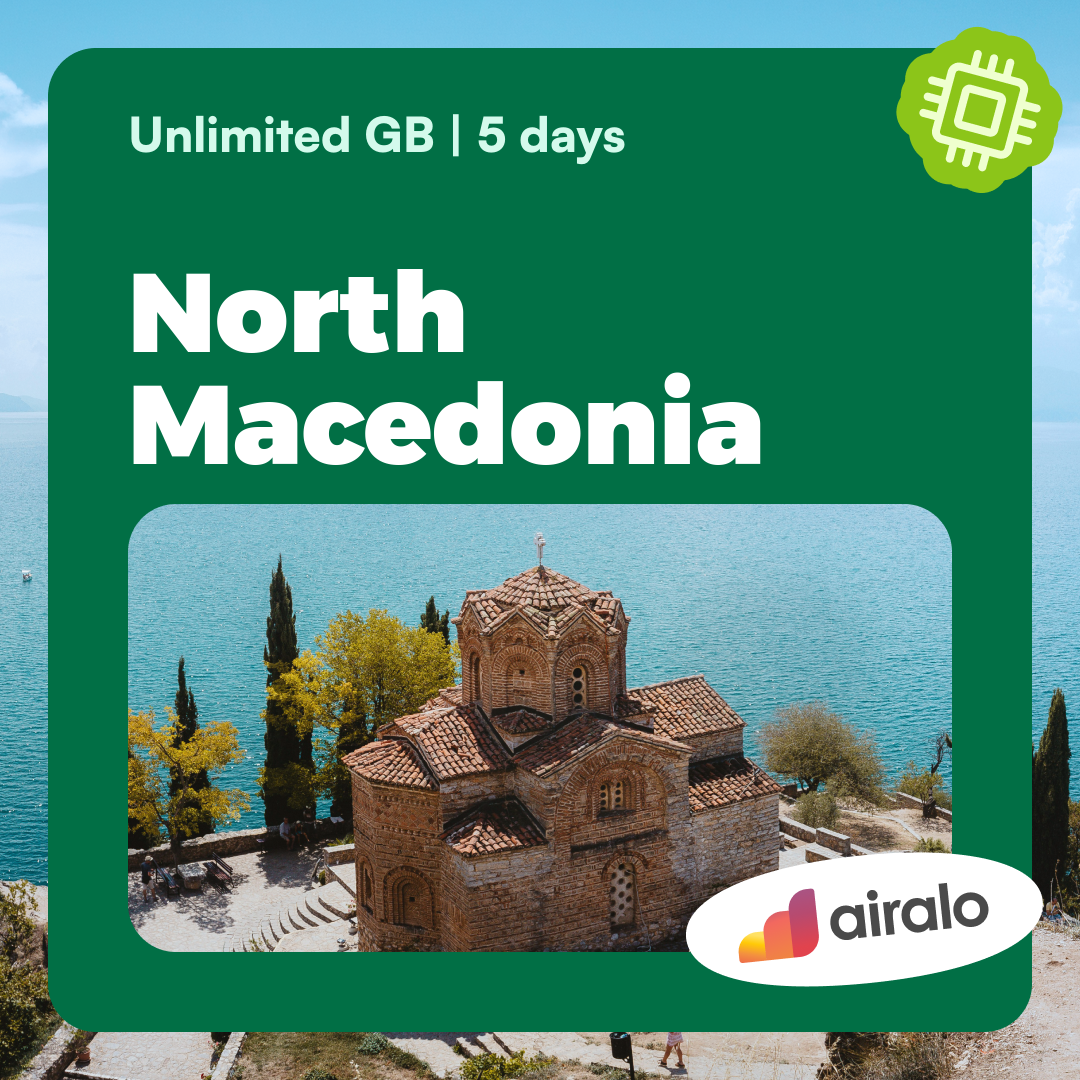 Unlimited GB North Macedonia travel eSIM valid for 5 days