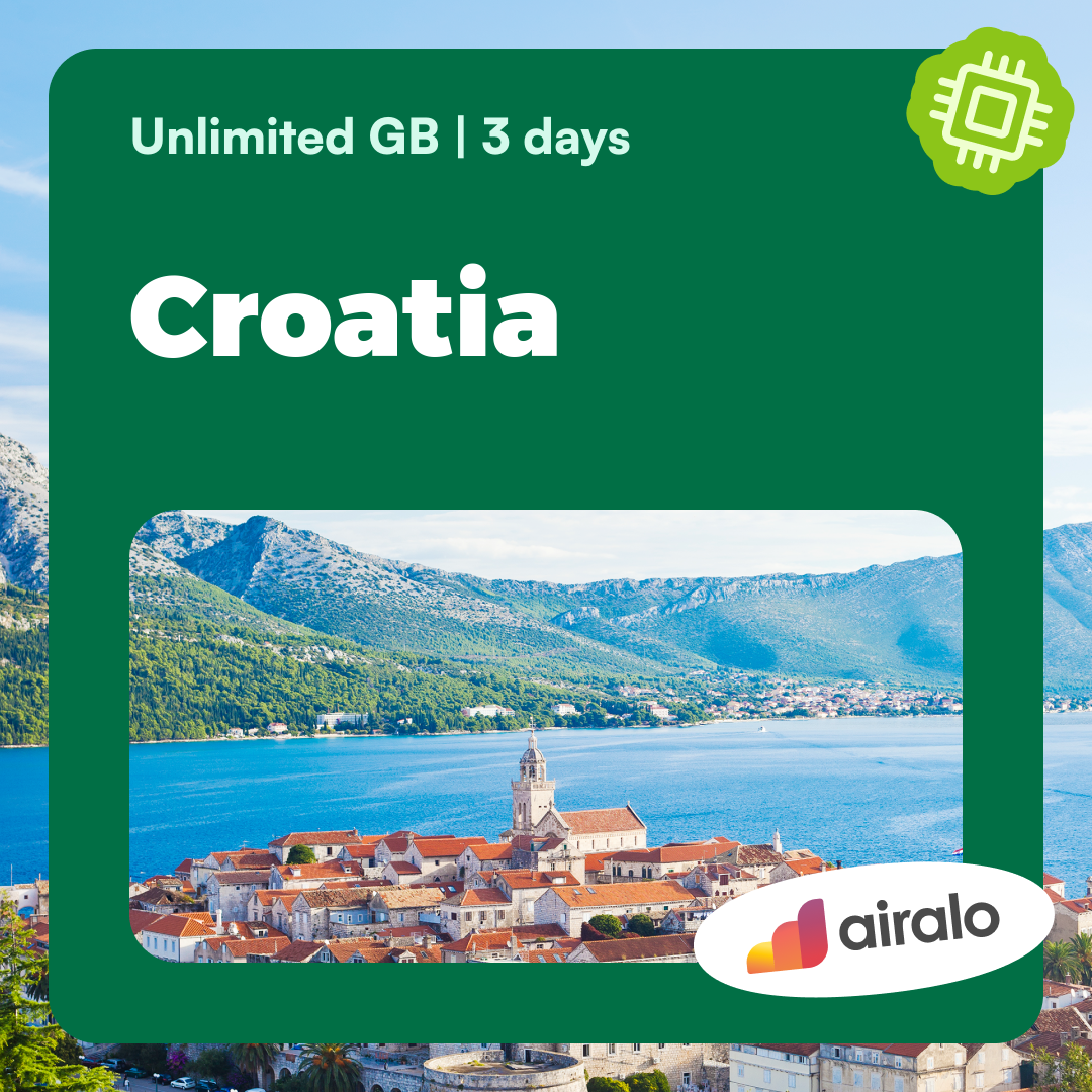 Unlimited GB Croatia travel eSIM valid for 3 days