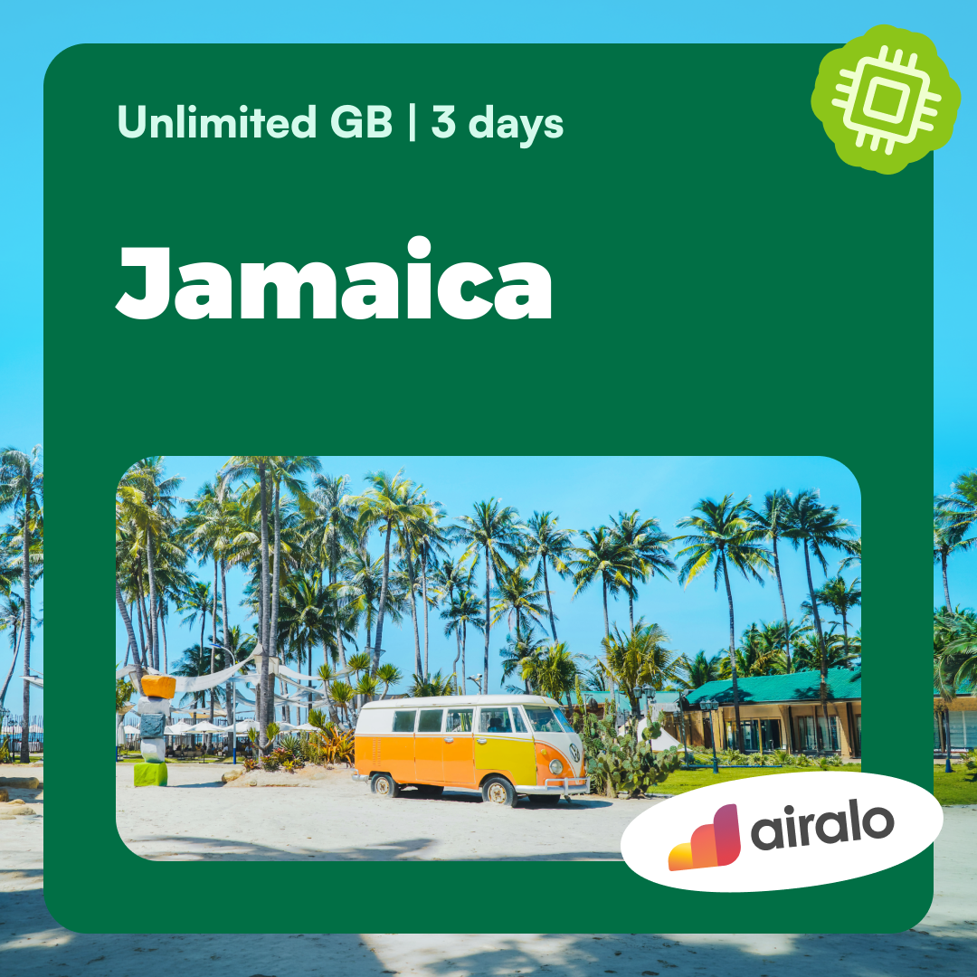Unlimited GB Jamaica travel eSIM valid for 3 days