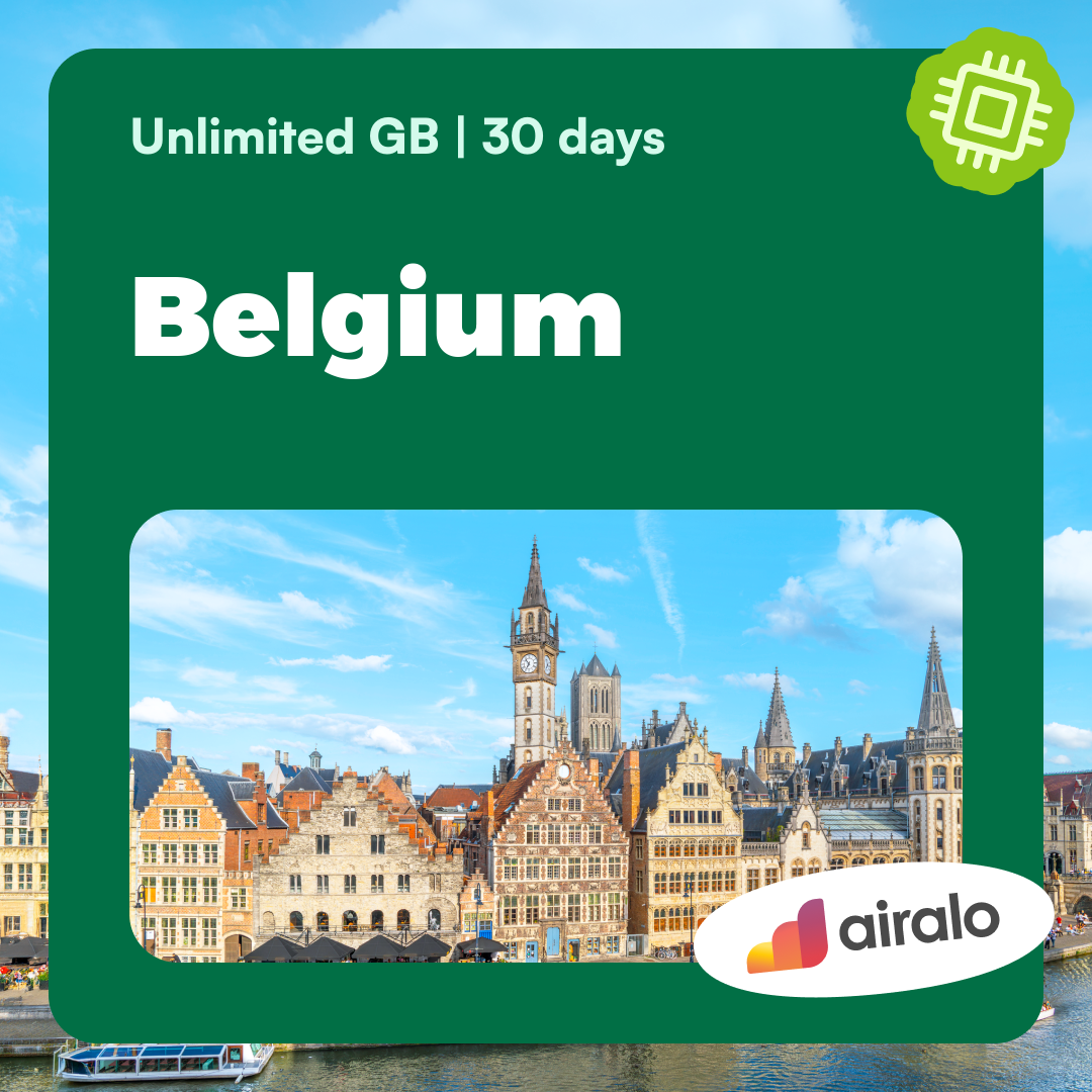 Unlimited GB Belgium travel eSIM valid for 30 days