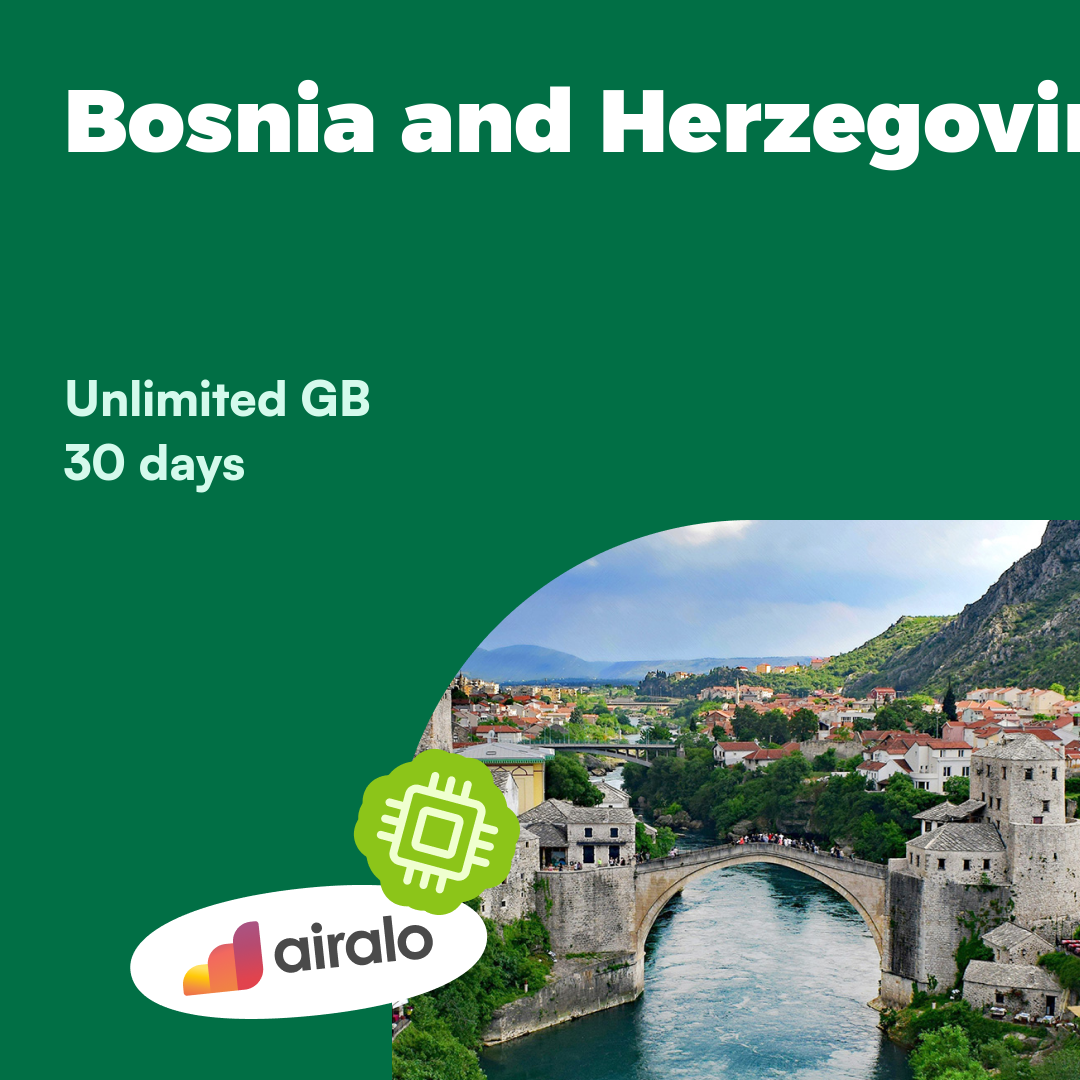 Unlimited GB Bosnia and Herzegovina travel eSIM valid for 30 days