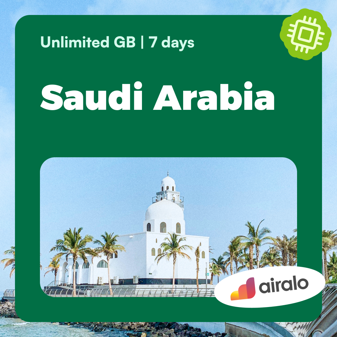 Unlimited GB Saudi Arabia travel eSIM valid for 7 days