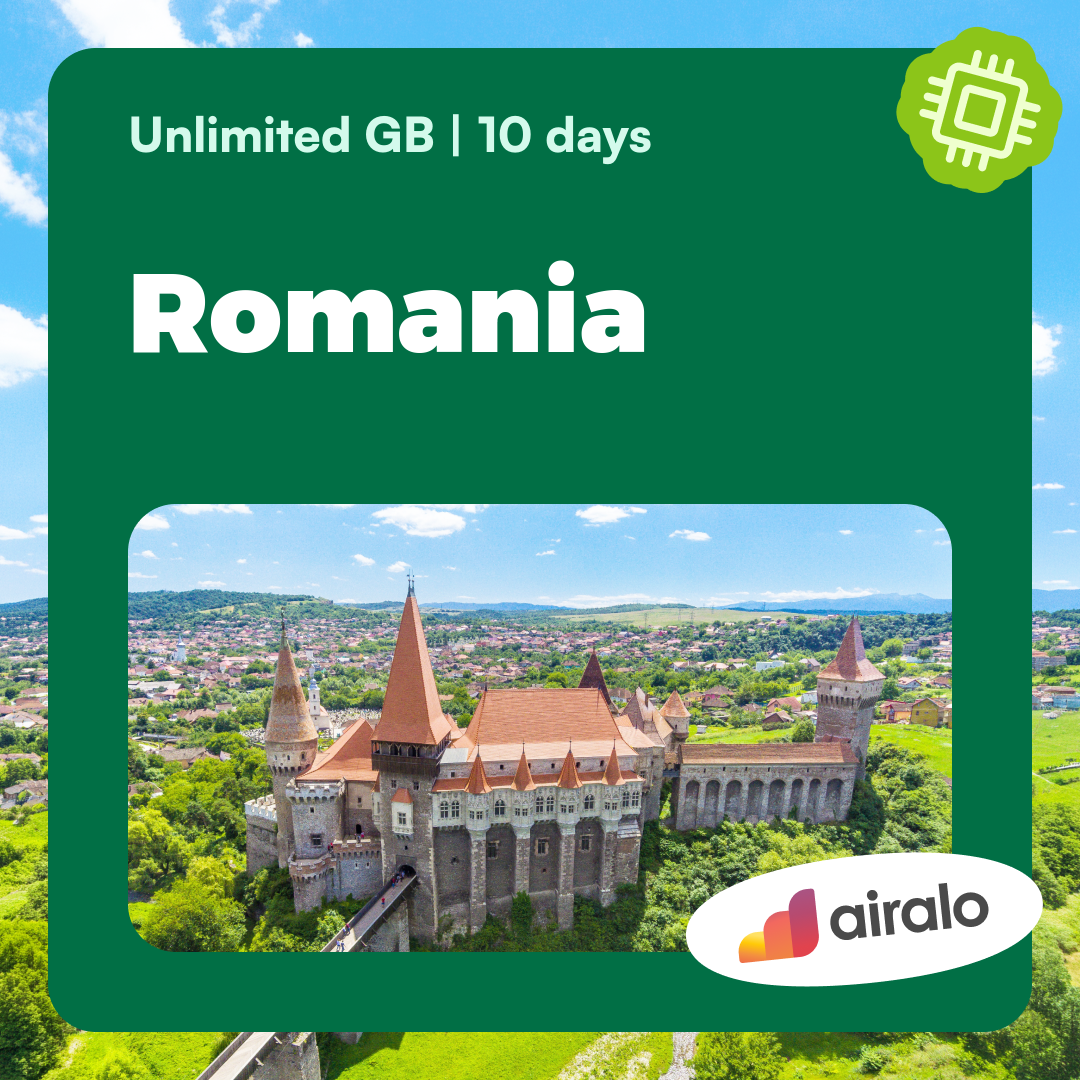 Unlimited GB Romania travel eSIM valid for 10 days