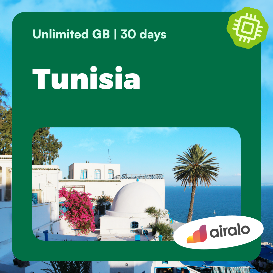 Unlimited GB Tunisia travel eSIM valid for 30 days