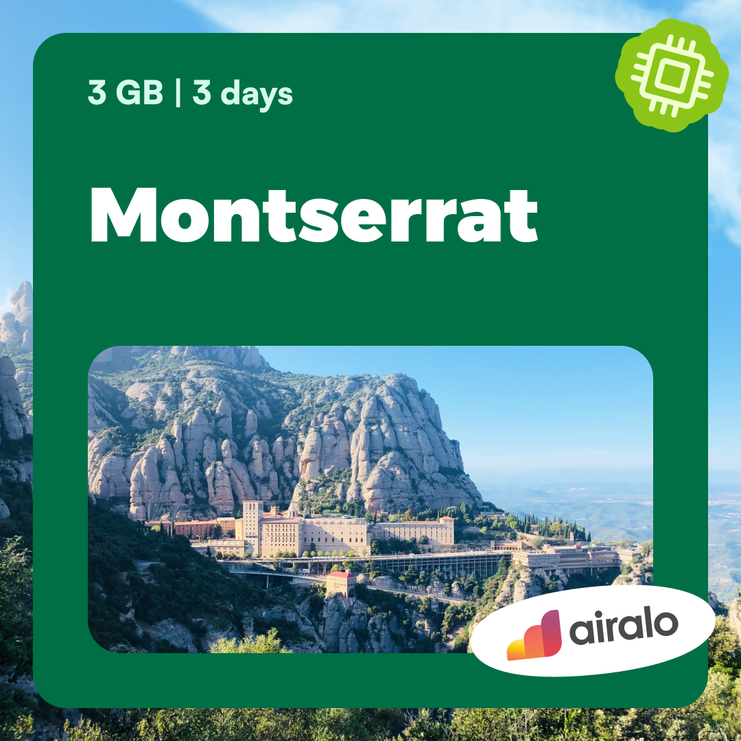 3 GB Montserrat travel eSIM valid for 3 days