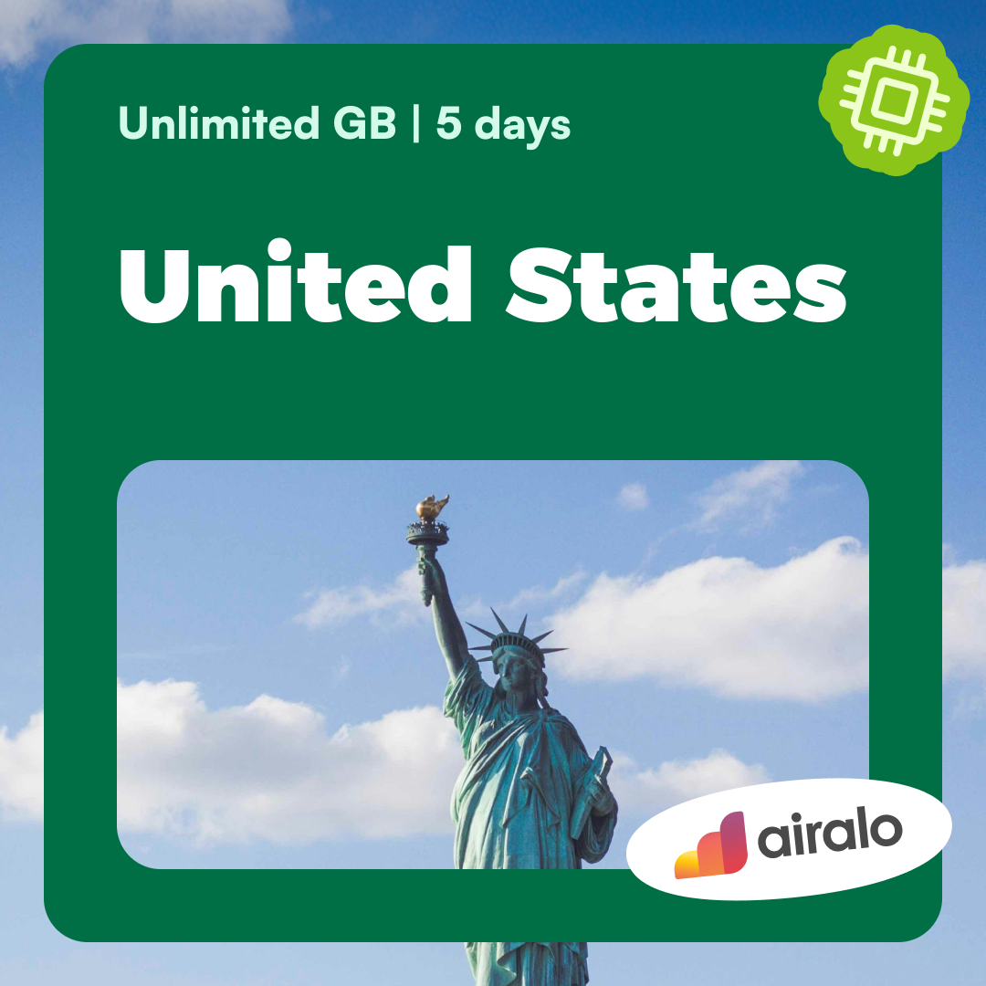 Unlimited GB United States travel eSIM valid for 5 days