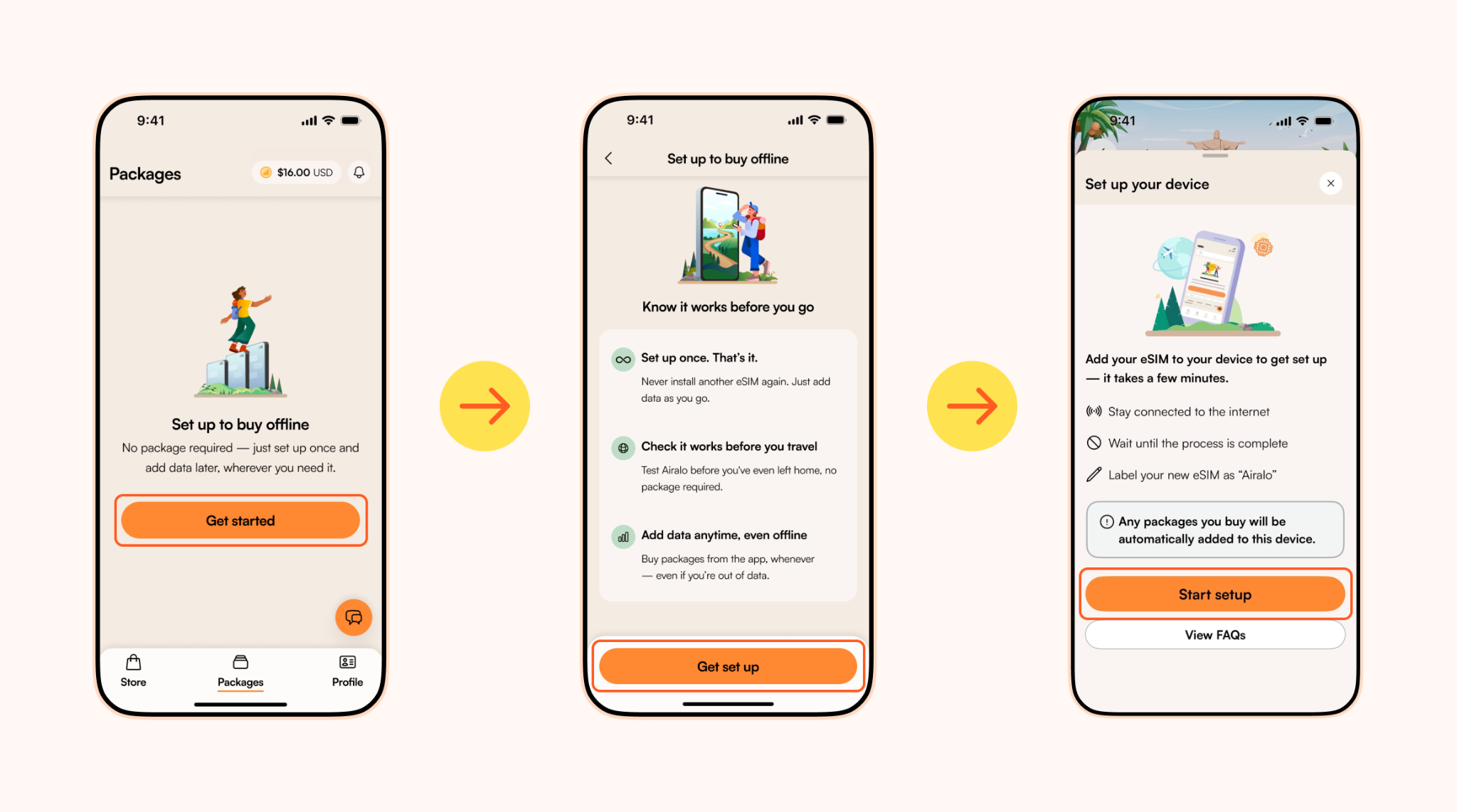 Step by step for the new Airalo experience setup