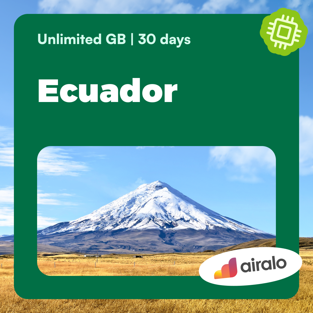 Unlimited GB Ecuador travel eSIM valid for 30 days